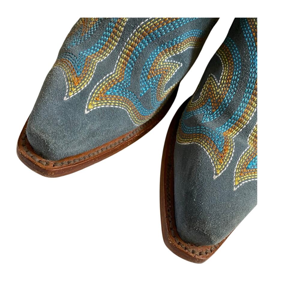 Planet Cowboy Steel Your Blues Suede Western Boots Womens 7 USA Snip Toe - Picture 7 of 12